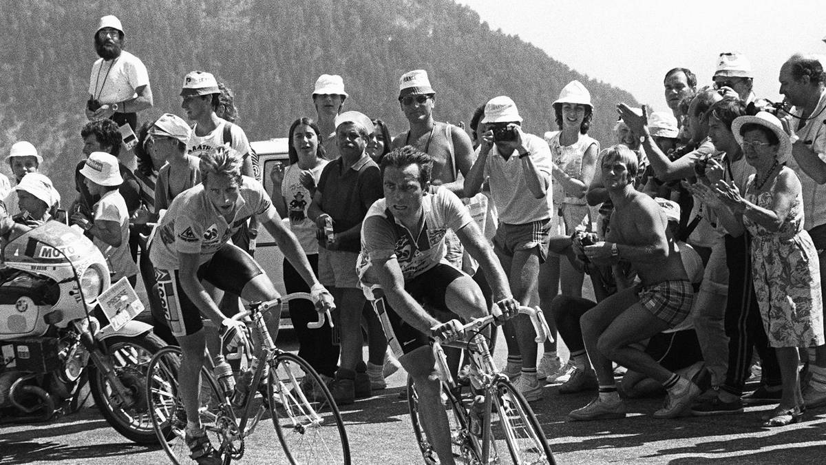  Im Jahr darauf konnte er dann nicht mehr um den Sieg mitfighten, da er sich bei Lemond (l.) für seine Dienste aus dem Vorjahr revanchierte. Bis heute ist er der letzte Franzose, der bei Frankreichs größtem Sportspektakel triumphieren konnte