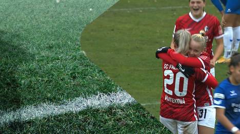 Freiburgs Innenverteidigerin (!) Jana Vojtekova bewirbt sich mit ihrem Traumtor gegen Sand für das Tor des Monats. Wow!