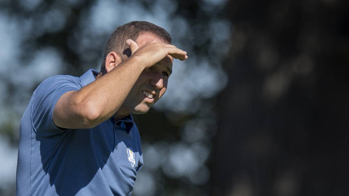 Hier ist sich Sergio Garcia, Spanier für Team Europa, noch nicht ganz sicher, ob sein Ball wirklich da landet, wo er hin sollte
