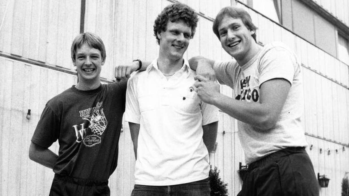 Die deutschen NBA-Pioniere Detlef Schrempf, Uwe Blab und Christian Welp (v.l.) in den Achtzigern
