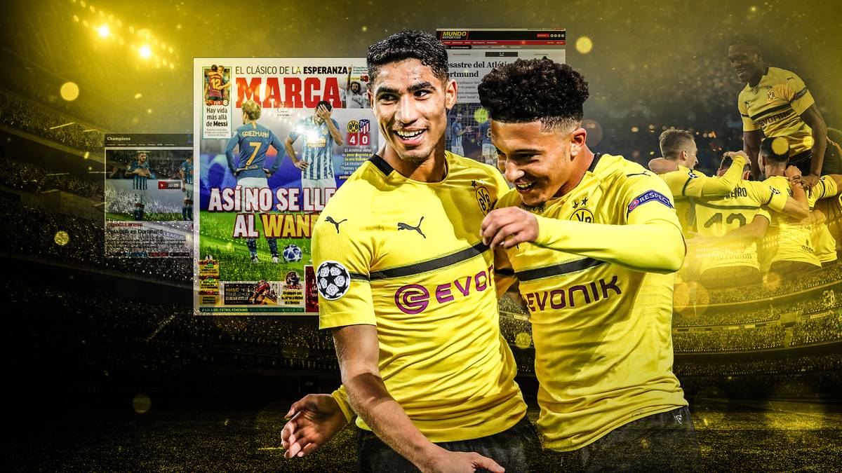 Borussia Dortmund gelingt in der Champions League eine Glanzstunde gegen Europa-League-Sieger Atletico Madrid. Die Leistung der jungen Mannschaft sorgt international für Begeisterung. SPORT1 fasst die Pressestimmen zur BVB-Gala zusammen