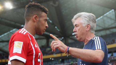 Corentin Tolisso und Trainer Carlo Ancelotti im Gespräch