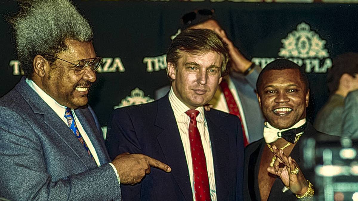 Don King (l.) und Donald Trump bei der PK vor dem Duell Tyson vs. Spinks