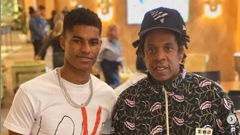 Im Februar lud Jay Z (r.) seinen neuen Klienten Marcus Rashford zum Super Bowl nach Miami ein
