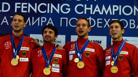Nicolas Limbach, Matyas Szabo, Benedikt Wagner and Max Hartung wurden Mannschaftsweltmeister 2014