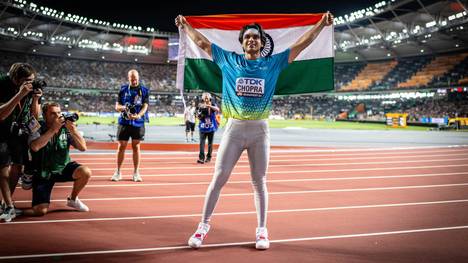 Neeraj Chopra gewann auch in Budapest die Goldmedaille