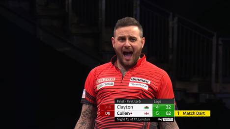 Joe Cullen gewinnt den 15. Spieltag der Premier League of Darts im Finale gegen Johnny Clayton mit 6:4. Im Viertelfinale bezwang er Gary Anderson mit 6:1 und im Halbfinale Peter Wright mit 6:1.