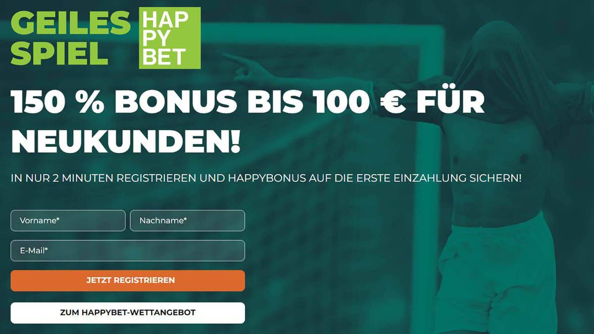 150% Happybet Bonus bis zu 100 € für Neukunden