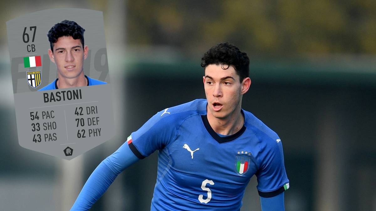 ALESSANDRO BASTONI (Innenverteidiger/FC Parrma): Stärke 67 - Potenzialwert 87. Der Italiener erneuerte seinen Vertrag bei Inter Mailand bis 2023. Seit dem 7. August ist er als Leihspieler bei Parma, nachdem er vergangenes Jahr bei Atalanta in der Serie A gespielt hat