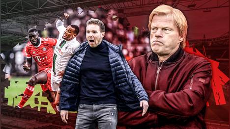 Julian Nagelsmann sorgte nach dem Spiel gegen Gladbach für viel Kritik. Von Oliver Kahn bekam der Bayern-Trainer bisher noch keine Rückendeckung. 