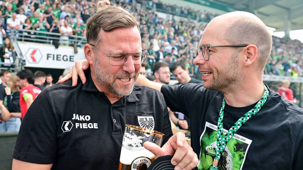 Sascha Hildmann (l.) führte Münster in die 2. Liga