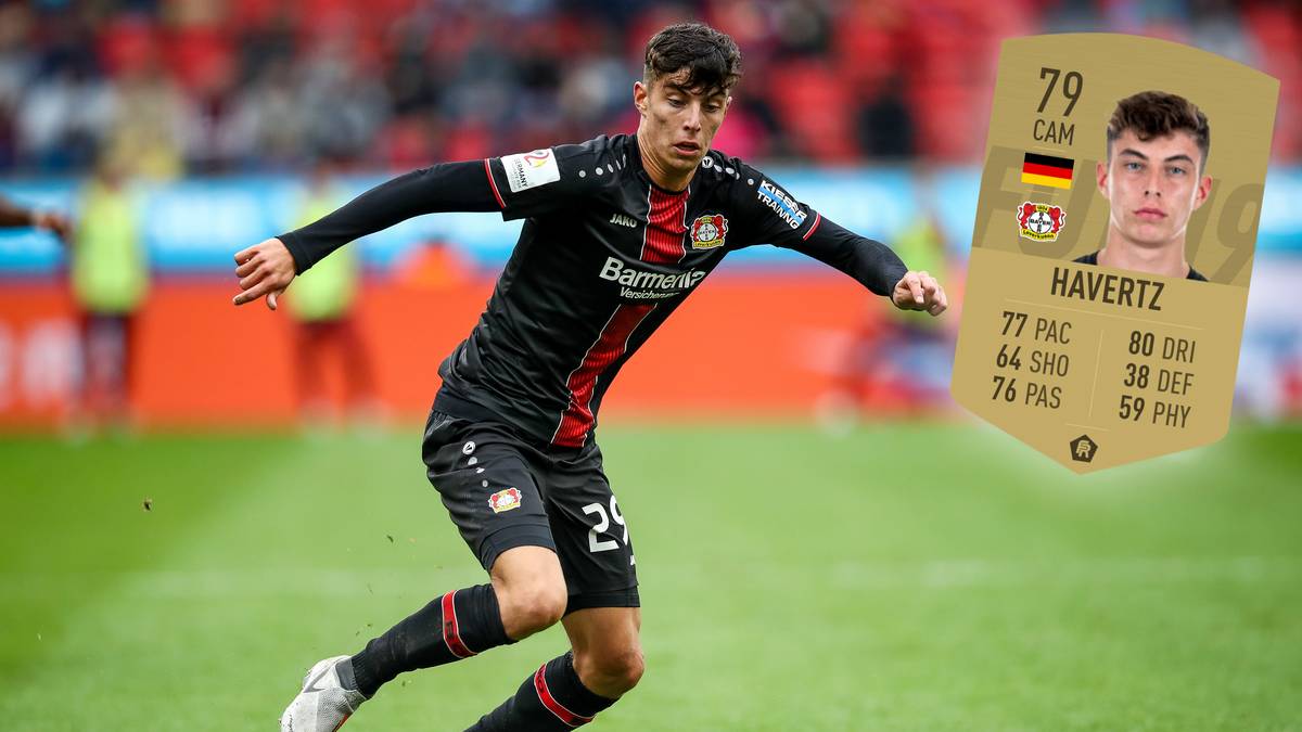 KAI HAVERTZ (Mittelfeld/Bayer Leverkusen): Stärke 79 - Potenzialwert 88: Mit gerade mal 17 Jahren feierte der gebürtige Aachener sein Debüt in der Bundesliga bei Bayer Leverkusen. Dort steht er seitdem unter Vertrag und erzielte bereits acht Tore. Am 9. September 2018 wurde er beim Freundschaftsspiel gegen Peru für die deutsche Elf in der 88. Minute für Timo Werner eingewechselt