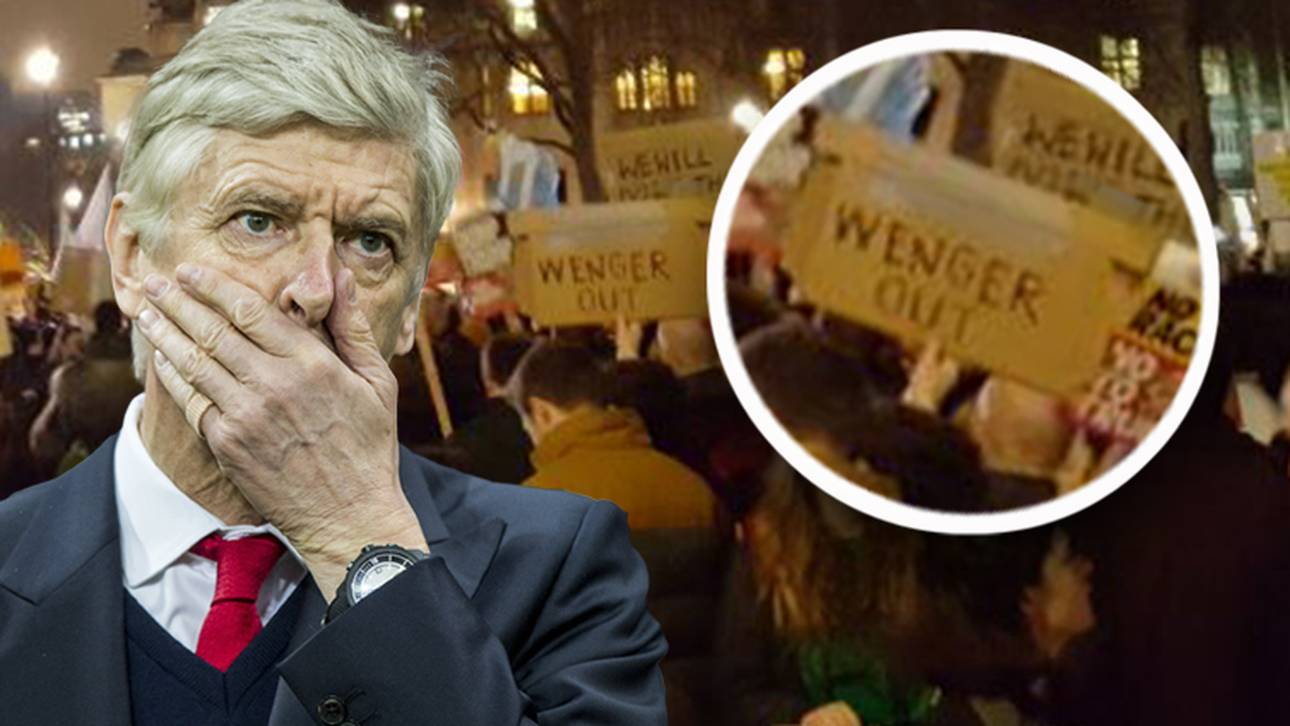 Anti-Wenger-Plakat bei Trump-Demo