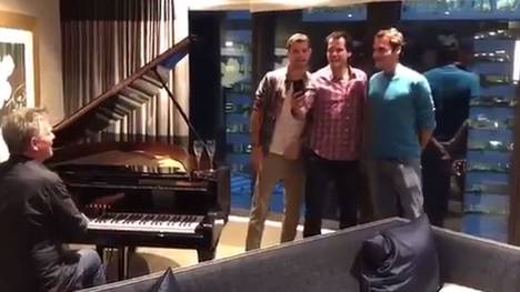 Grigor Dimitrow, Tommy Haas und Roger Federer testeten ihr Gesangstalent