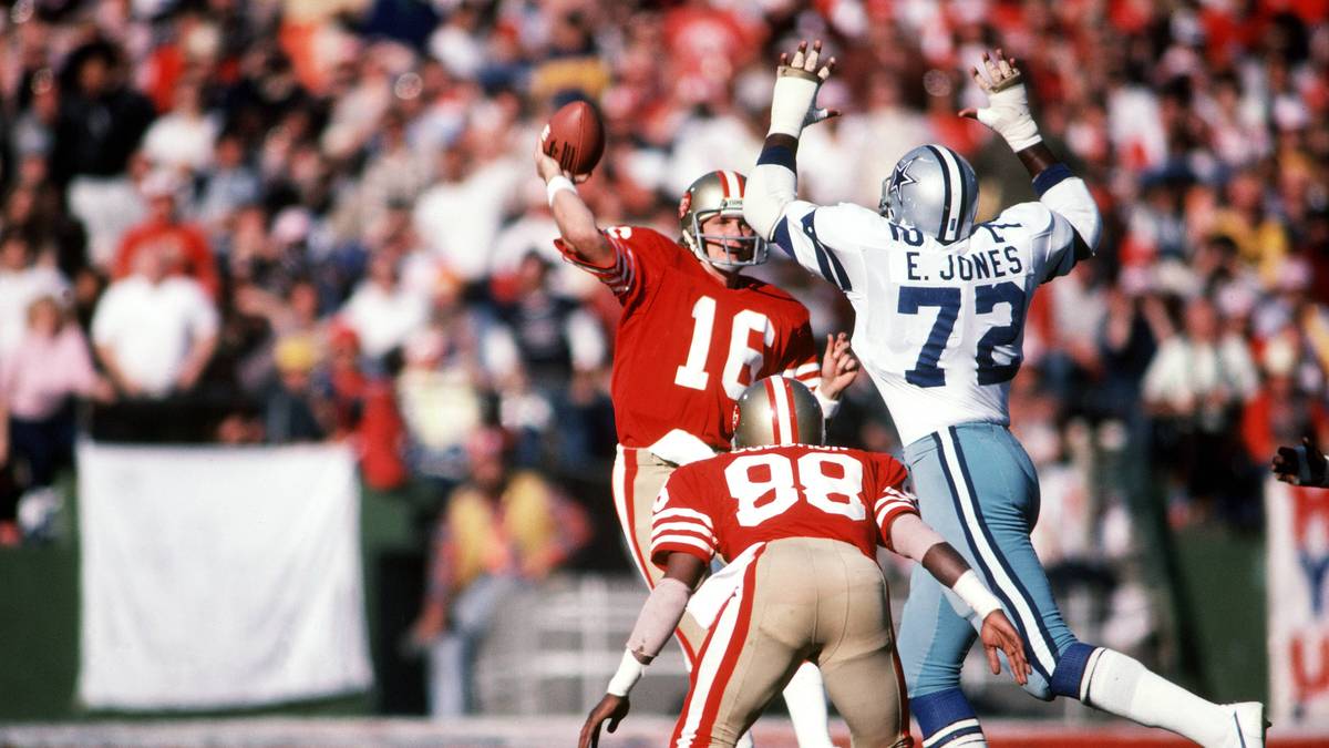 Ein Jahr später führt er die 49ers zu 13 Siegen und dem ersten Super Bowl. Im NFC-Finale gegen die Dallas Cowboys dreht Montana am Ende ein 21:27 noch in ein 28:27 um - dank "The Cathc" von Dwight Clark. Es ist die Geburtsstunde des Comeback-Königs