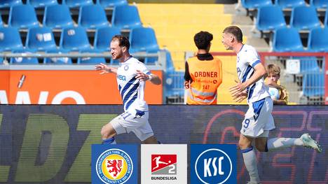 Gegen den Karlsruher SC zeigt sich Zweitliga-Schlusslicht Eintracht Braunschweig deutlich verbessert und steht dennoch weiter ohne Punkte dar. Hunziker und Zivzivadze drehen die Partie spät zu Gunsten des KSC.