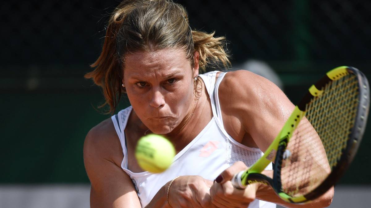 Die Italienerin Karin Knapp muss sich hingegen offensichtlich anstrengen, um Yulia Putintseva aus Kasachstan zu besiegen