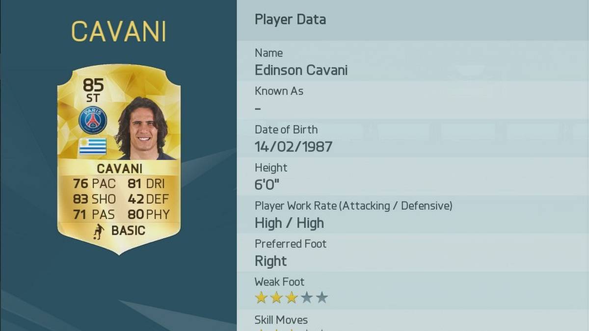Platz 48: Edinson Cavani (Uruguay/Paris St. Germain)