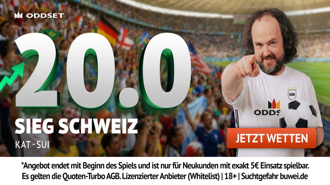 20ER-QUOTE statt 1,24! ODDSET mit Quoten-Hammer zum WM-Kracher Katar vs. Schweiz!