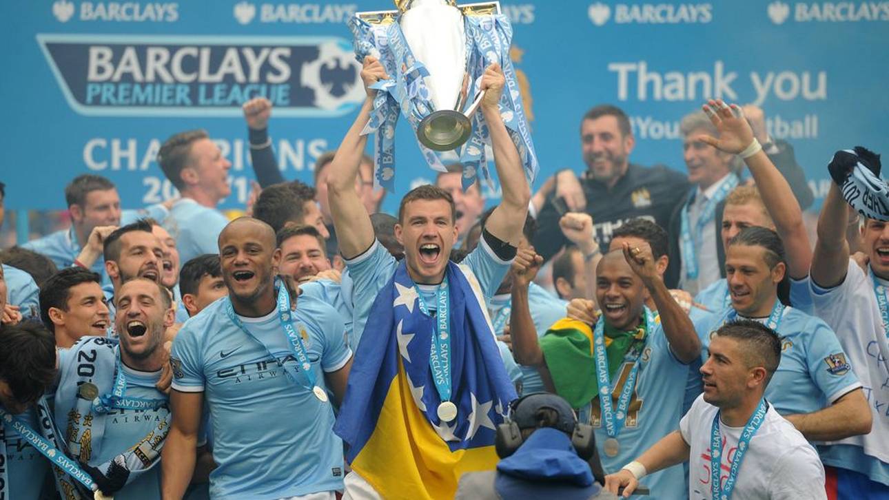 Edin Dzeko wurde an der Seite von Bayern-Trainer Vincent Kompany Meister in der Premier League
