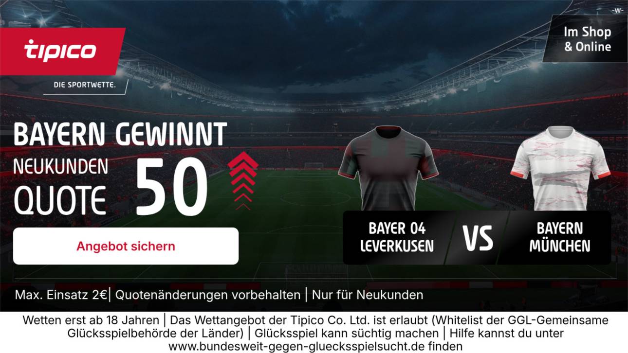 Wahnsinns-Aktion im DFB-Pokal: Mega-Quote 50,0 auf Bayern-Sieg gegen Leverkusen!