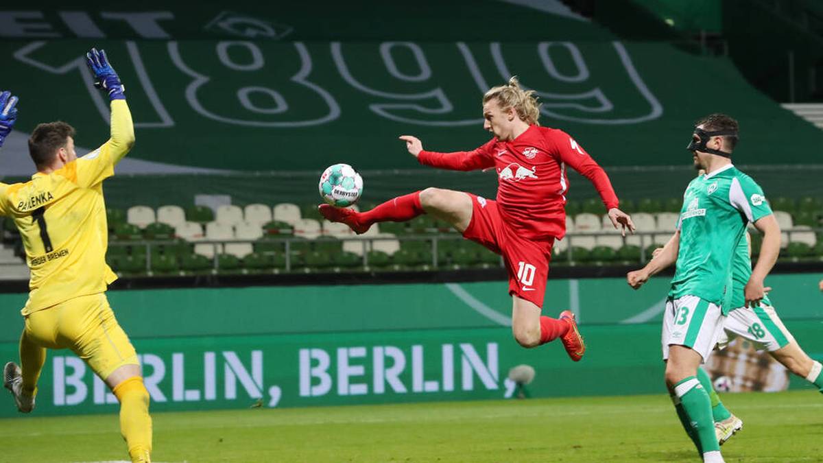 Emil Forsberg erzielt in der 121. Spielminute den Siegtreffer für Leipzig