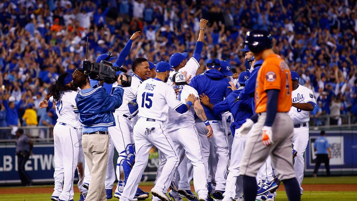Die Kansas City Royals feiern ihren Erfolg über die Houston Astros