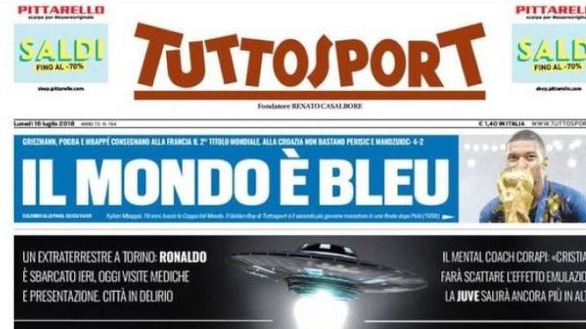 TUTTOSPORT: "Frankreich wird ins goldene Buch der Nationalteams eingetragen, die zweimal Weltmeister geworden sind. Der Traum der Kroaten, den Fußballolymp zu erklimmen, zerschellt vor einer französischen Mauer. Der Sieg der Franzosen ist jedoch total verdient"