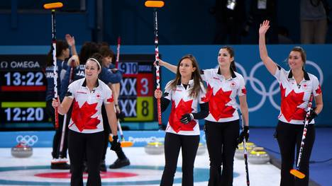 Kanadas Curlerinnen um Skip Rachel Homan (2.v.l.) verpassen erstmals eine Olympia-Medaille