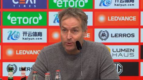 Bayer Leverkusen fängt sich zuhause gegen Stuttgart vier Tore in der ersten Halbzeit. Kasper Hjuland zeigt sich nach Abpfiff ratlos.