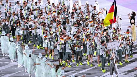 Das deutsche Team bei der Eröffnungsfeier 2020 in Tokio