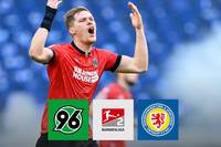 Hannover 96 fährt einen verdienten Derbysieg gegen Schlusslicht Braunschweig ein. Damit springen die Niedersachsen auf Rang drei.