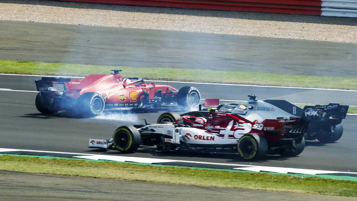 Direkt nach dem Start drehte sich Sebastian Vettel