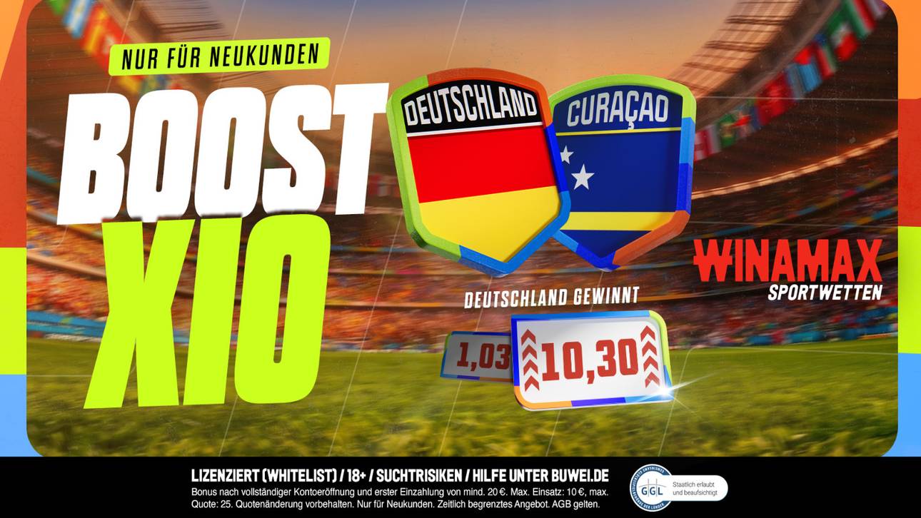 Deutschland gegen Curaçao Quotenboost: Winamax erhöht die Quote am 14.06.
