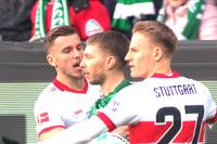 Der Torjäger des VfB Stuttgart gerät schon wenige Sekunden nach Anpfiff mit dem Bremer Mitchell Weiser aneinander - offenbar eine besondere Motivationsspritze.