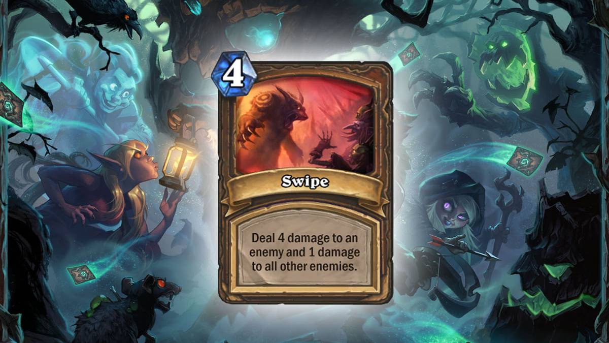 Prankenhieb (Swipe) - Fügt einem Feind 4 Schaden und allen anderen Feinden 1 Schaden zu. Diese Karte wird zweimal im Deck gespielt