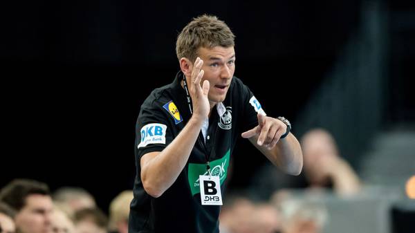 LEIPZIG, GERMANY - APRIL 04: Coach Christian Prokop of Germany reacts during the handball international friendly match between Germany and Serbia at Arena Leipzig on April 4, 2018 in Leipzig, Germany. (Photo by Thomas Eisenhuth/Bongarts/Getty Images)