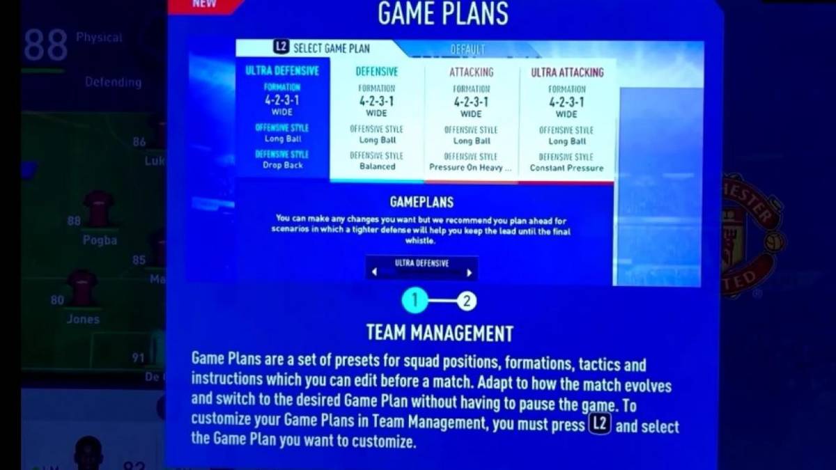 So lassen sich im Vorfeld zu einem Match bestimmte "Game Plans" aufstellen, die während einer Partie mit dem Drücken des Steuerkreuzes aktiviert werden