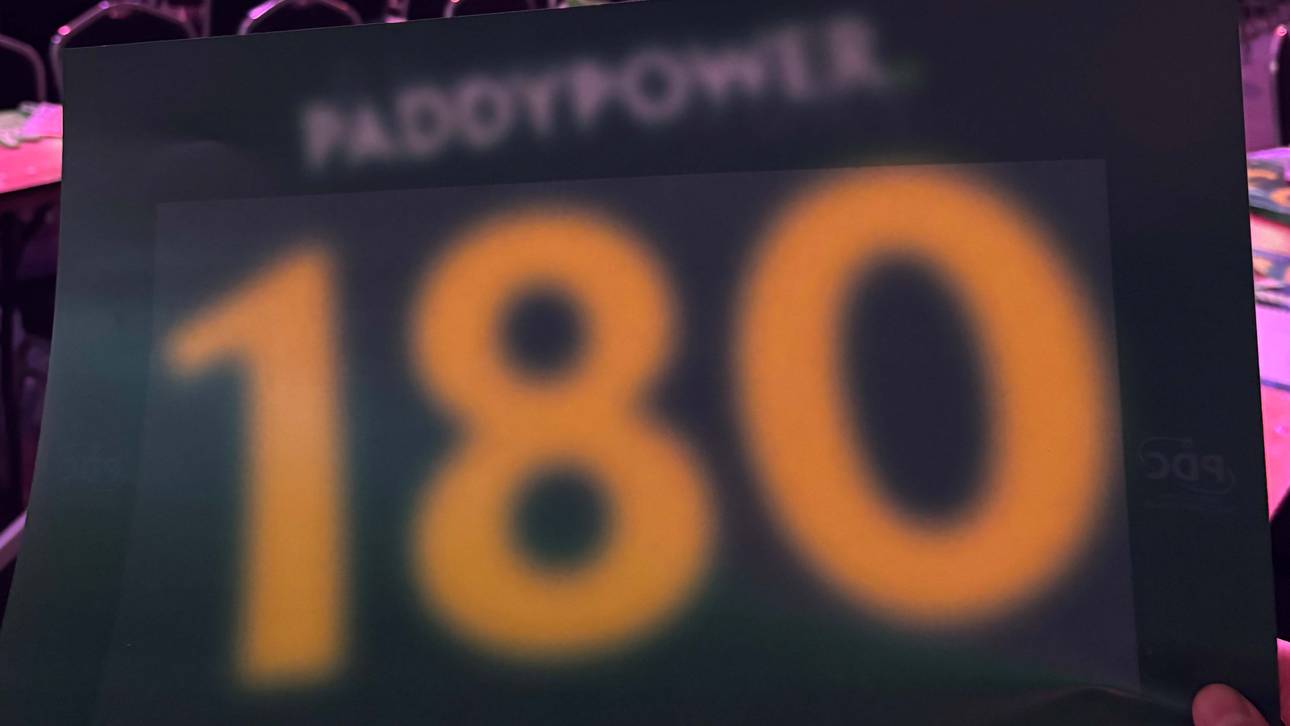 So sehen am Freitagabend die Schilder im Ally Pally aus