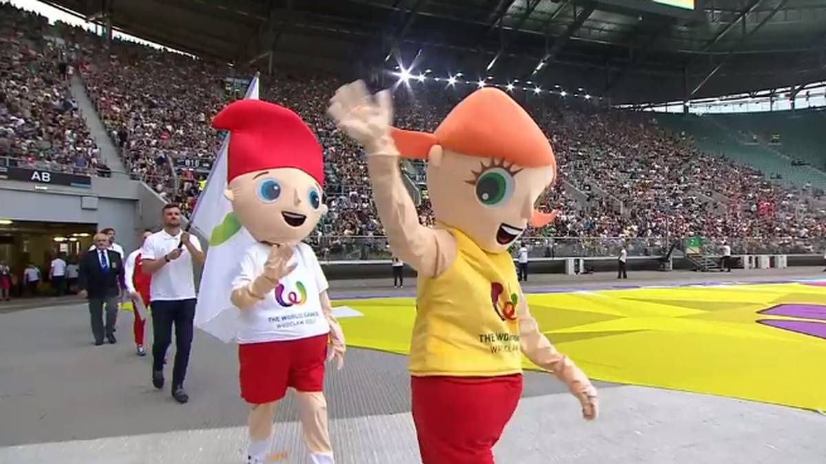 Die Maskottchen der zehnten World Games sehen aus wie Hänsel und Gretel und heißen auch so. Auf polnisch: Jas und Malgosia