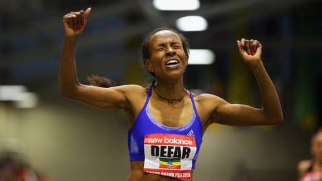 Olympiasiegerin Meseret Defar gewinnt 3000-m-Lauf in Boston