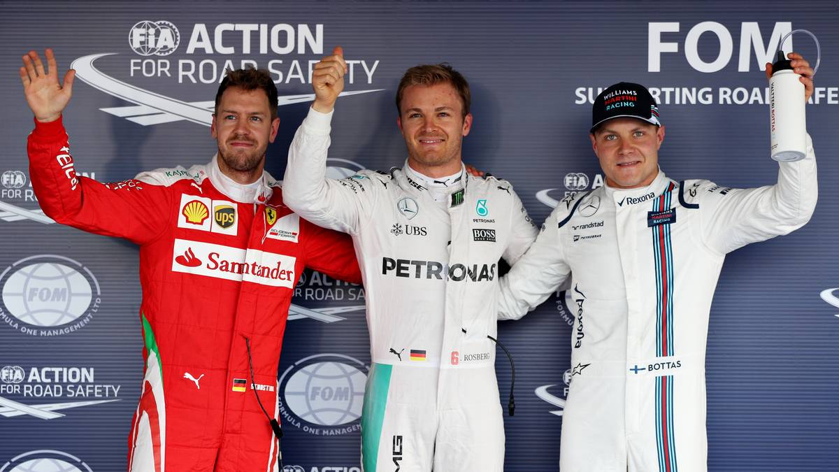 Am Ende schafft Vettel die zweitschnellste Zeit. Wegen seiner Strafversetzung wird aber Valtteri Bottas neben Rosberg ins Rennen gehen