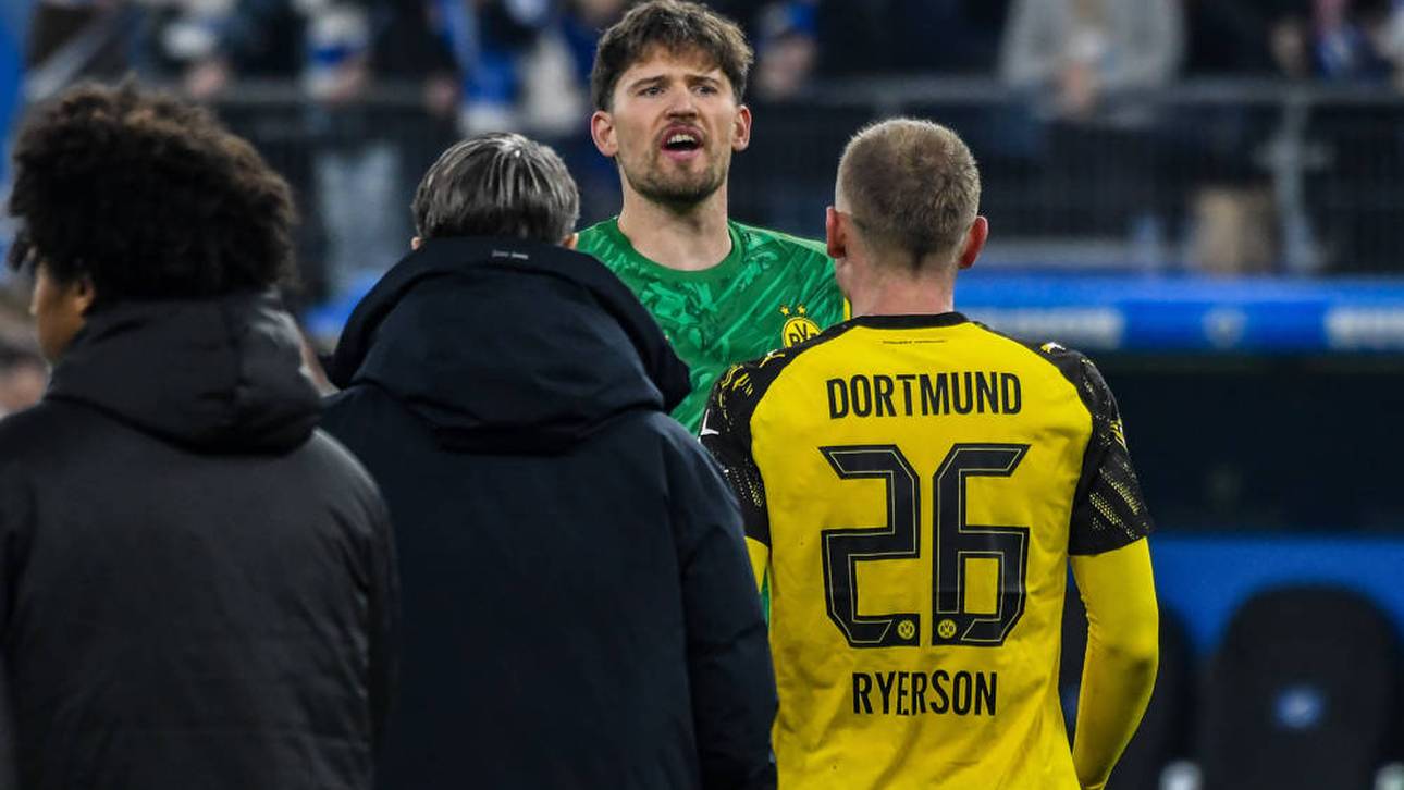 BVB-Keeper Gregor Kobel lieferte sich eine hitzige Diskussion mit Verteidiger Julian Ryerson