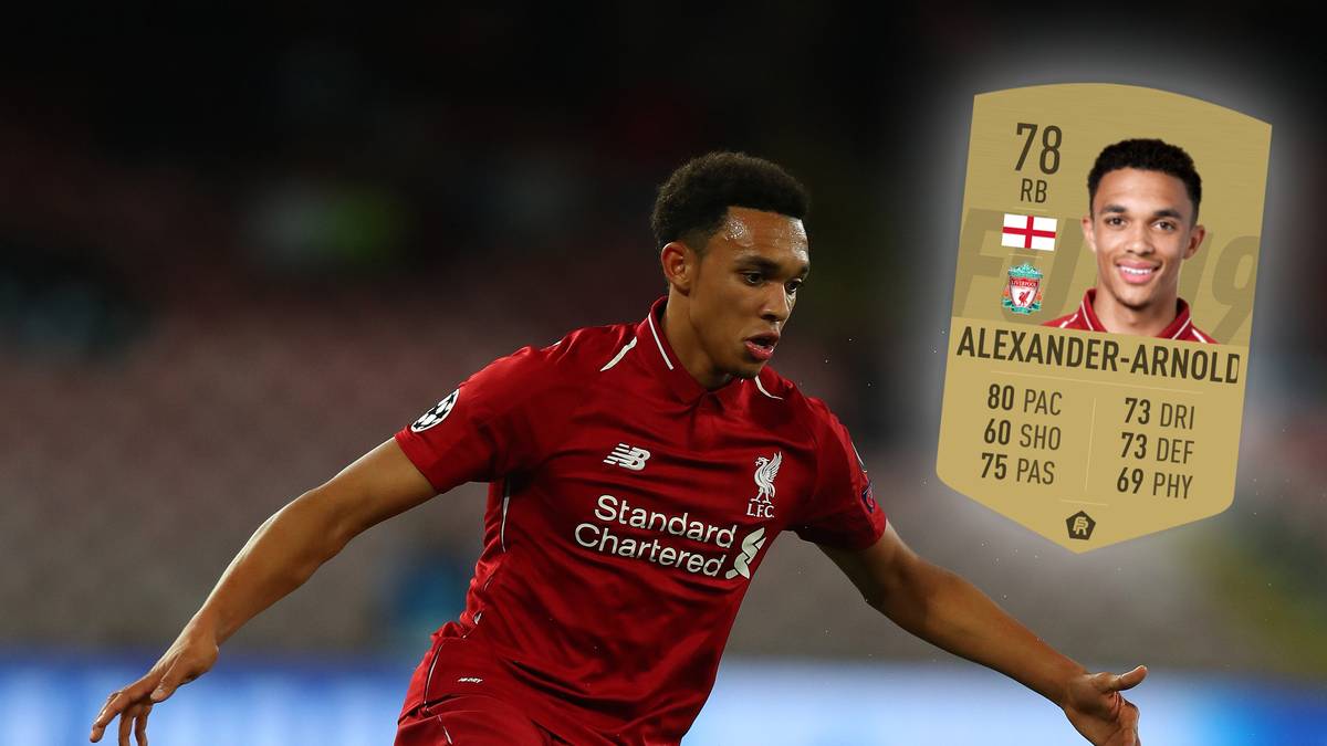 TRENT ALEXANDER-ARNOLD (Rechtsverteidiger/Liverpool): Stärke 78 - Potenzialwert 88. Der gebürtige Liverpooler spielt seit seiner Kindheit für seinen Heimatverein und durfte bereits in diesem Jahr bei der WM für die englische Nationalmannschaft antreten