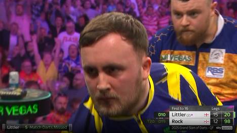 Luke Littler trifft im Viertelfinale des Grand Slam of Darts auf Josh Rock. Der Weltmeister zeigt einmal mehr seine Klasse. 