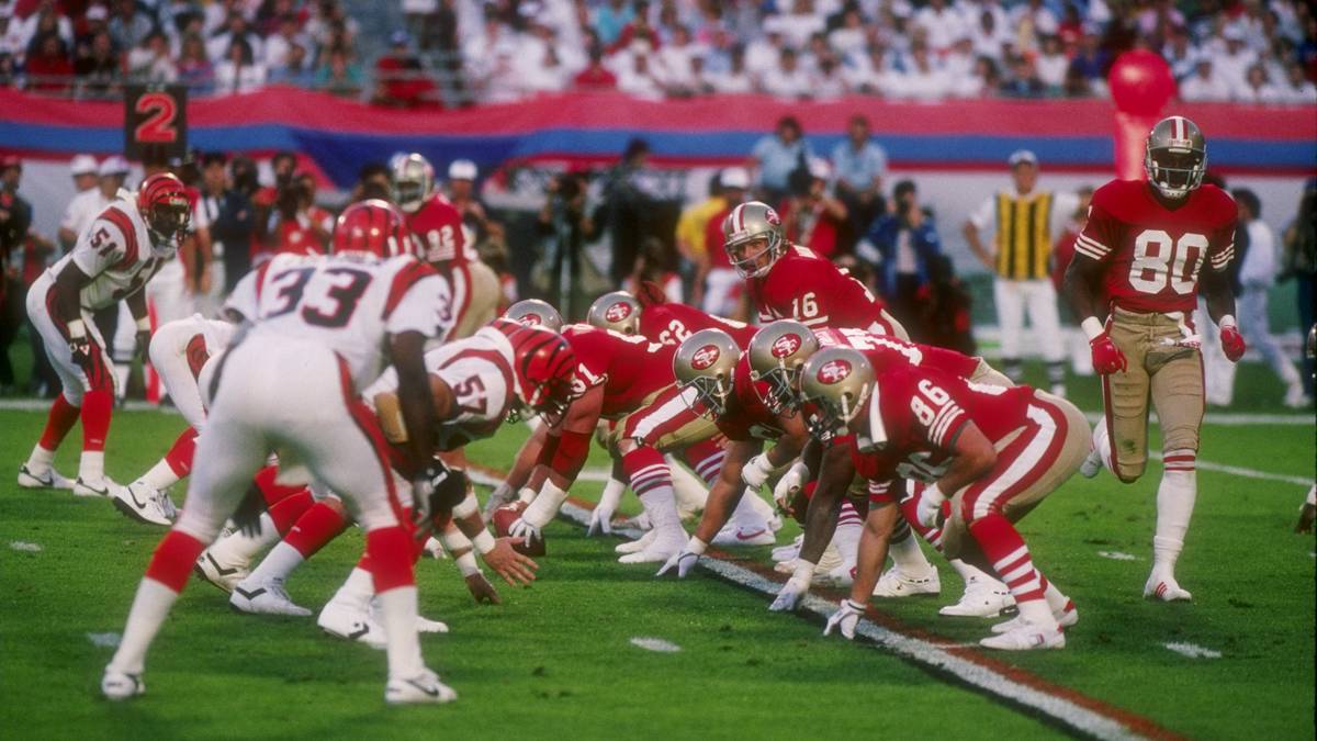 CINCINATTI BENGALS 1989: Super Bowl XXIII zwischen den Bengals und den San Francisco 49ers, 16:13 steht es 35 Sekunden vor Schluss. Die 49ers um Joe Montana starten an der eigenen 92 Yard-Line. In 11 Spielzügen bringt San Francisco das Spiel mit einem Touchdown zu Ende. Die Bengals gehen als trauriger Verlierer vom Platz
