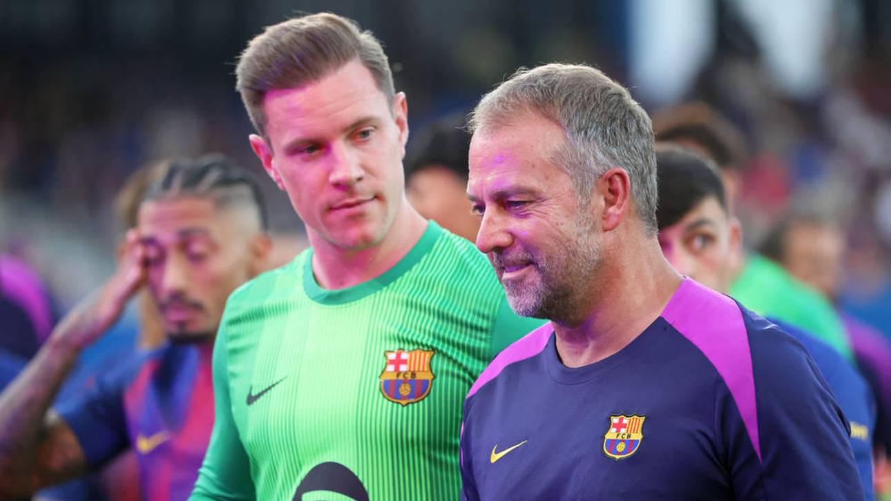 Hansi Flick (r.) setzt weiterhin nicht auf Marc-André ter Stegen