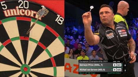 Weltklasse-Darts im Duell der beiden Megastars: Michael van Gerwen und Gerwyn Price liefern sich im EM-Viertelfinale ein unglaubliches Duell.