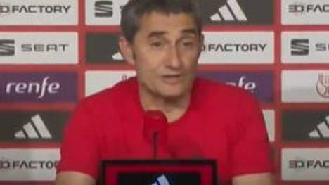 Bilbao-Trainer Ernesto Valverde spricht nach dem Gewinn der Copa del Rey über das Spiel gegen RCD Mallorca. Die Basken setzten sich gegen Mallorca im Elfmeterschießen durch und gewinnen die Copa del Rey erstmals wieder nach 40 Jahren.