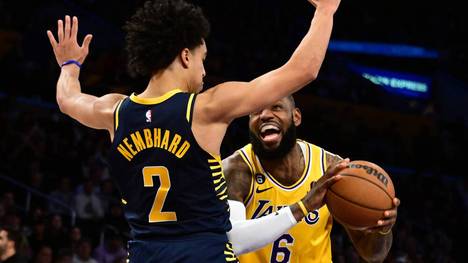 Andrew Nembhard stoppte hier nicht nur Lakers-Star LeBron James, sondern war am Ende auch der Matchwinner für die Pacers